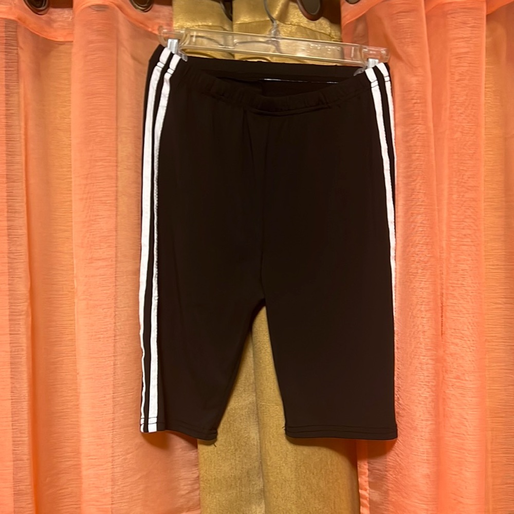 black bikers shorts with stripes
